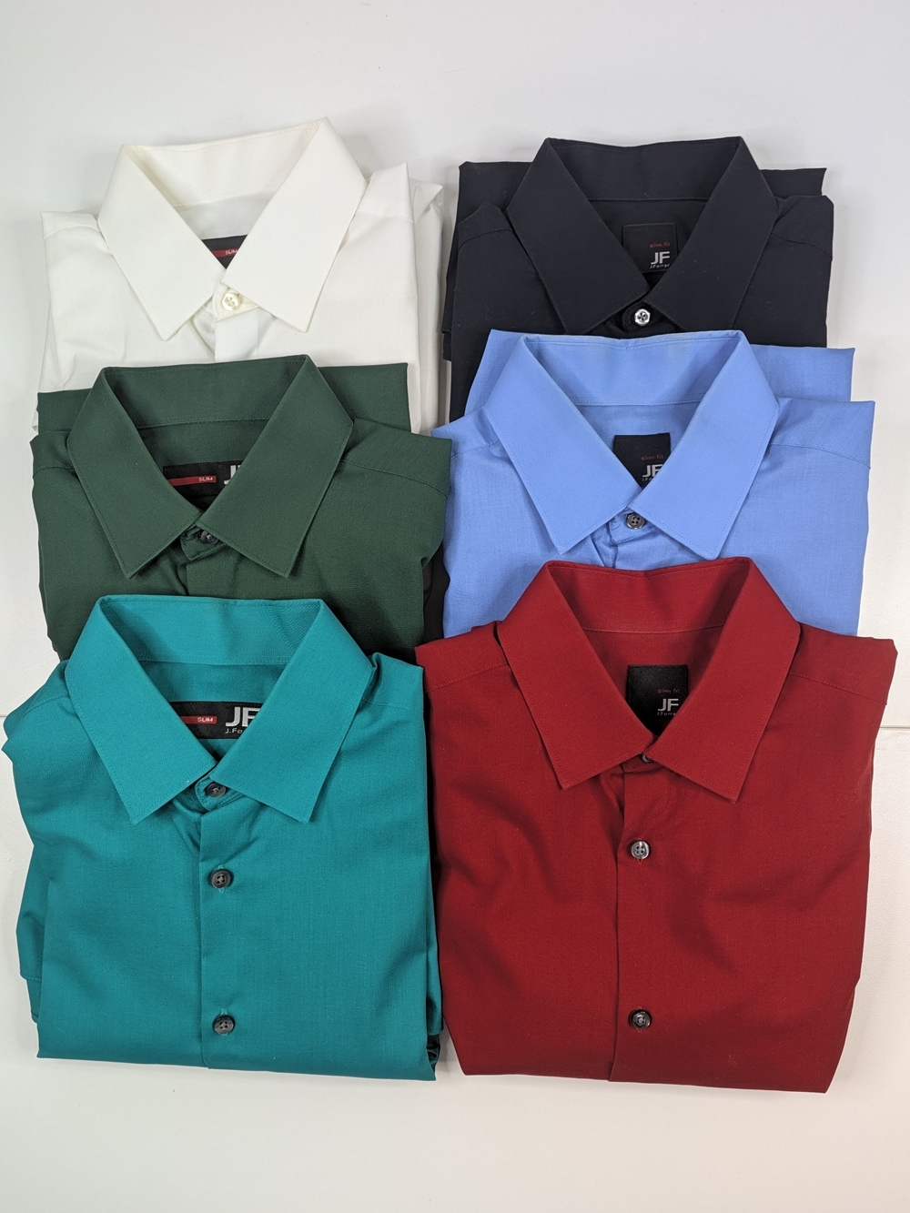 j ferrar Men’s Solid Dress Shirt Stretch  - Multi-Color Pack Lot (6)